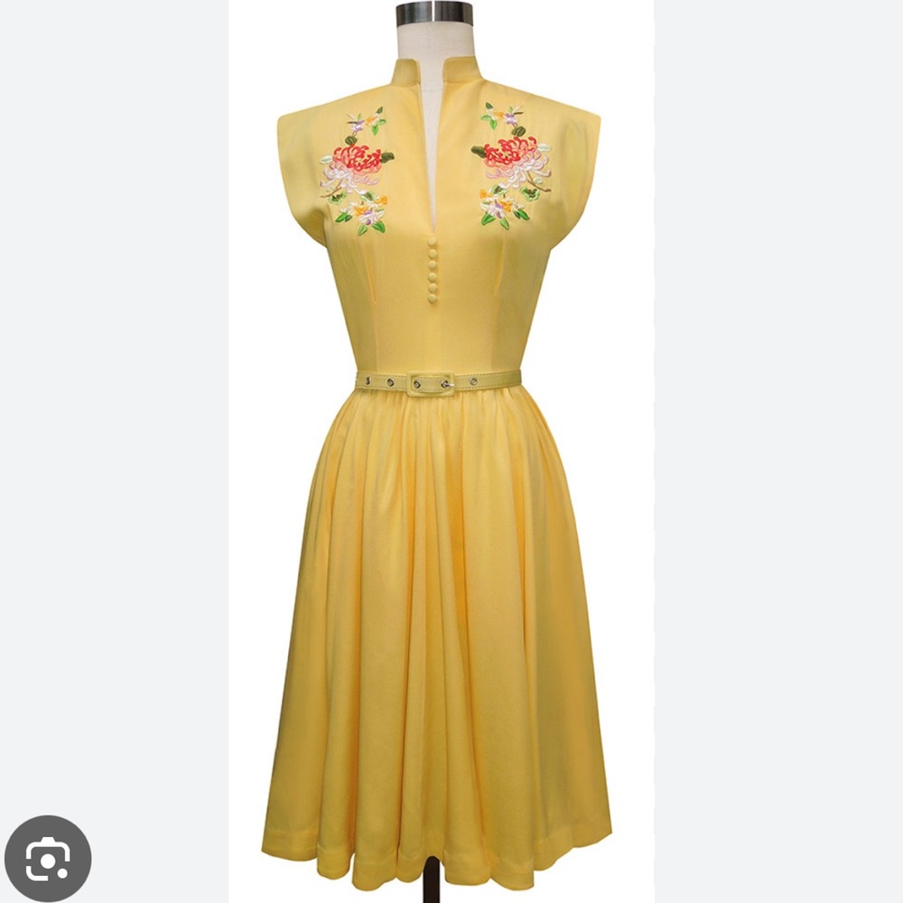 Trashy Diva Yellow Maria Embroidered Dress Size 18 VGUC RARE Unicorn